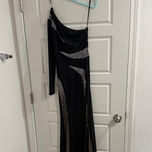 Betsy & Adam Black Dress with Silver Details